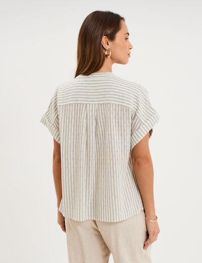 Blouse droite &agrave; manches courtes vert femme