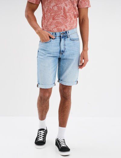 Bermuda droit en jean denim bleach homme