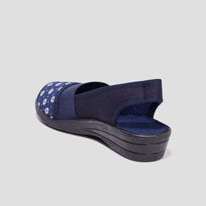 Chaussons sling back compensés bleu femme
