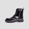Bottines vernies zippées à lacets noir femme