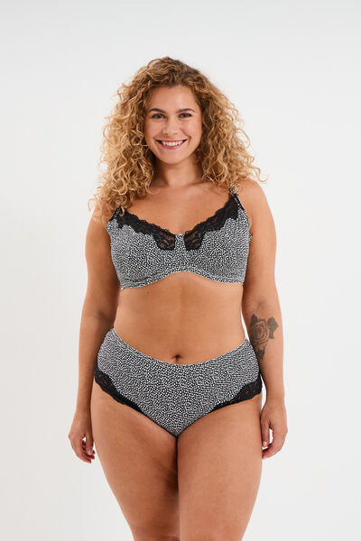 Shorty microfibre empi&egrave;cements dentelle noir femme grande taille