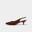 Escarpins slingback &agrave; talons aiguilles marron fonc&eacute; femme