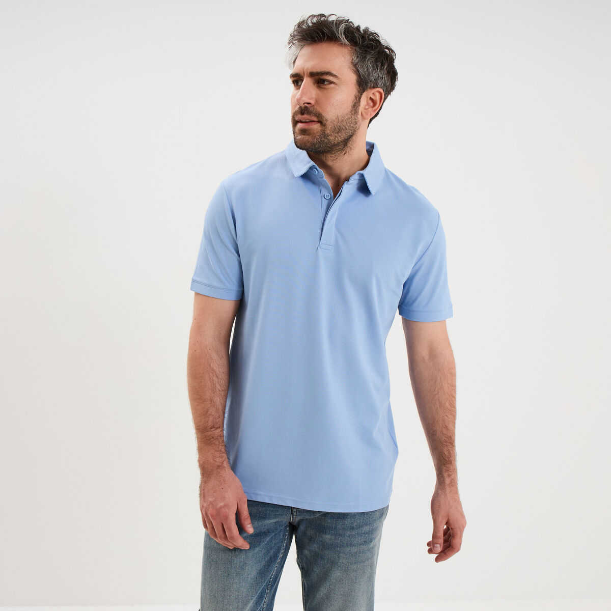 Polo manches courtes bleu ciel homme