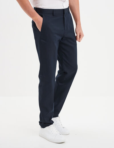 Pantalon de costume droit avec pinces bleu marine homme