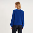 Gilet cardigan col rond boutonn&eacute; bleu roi femme