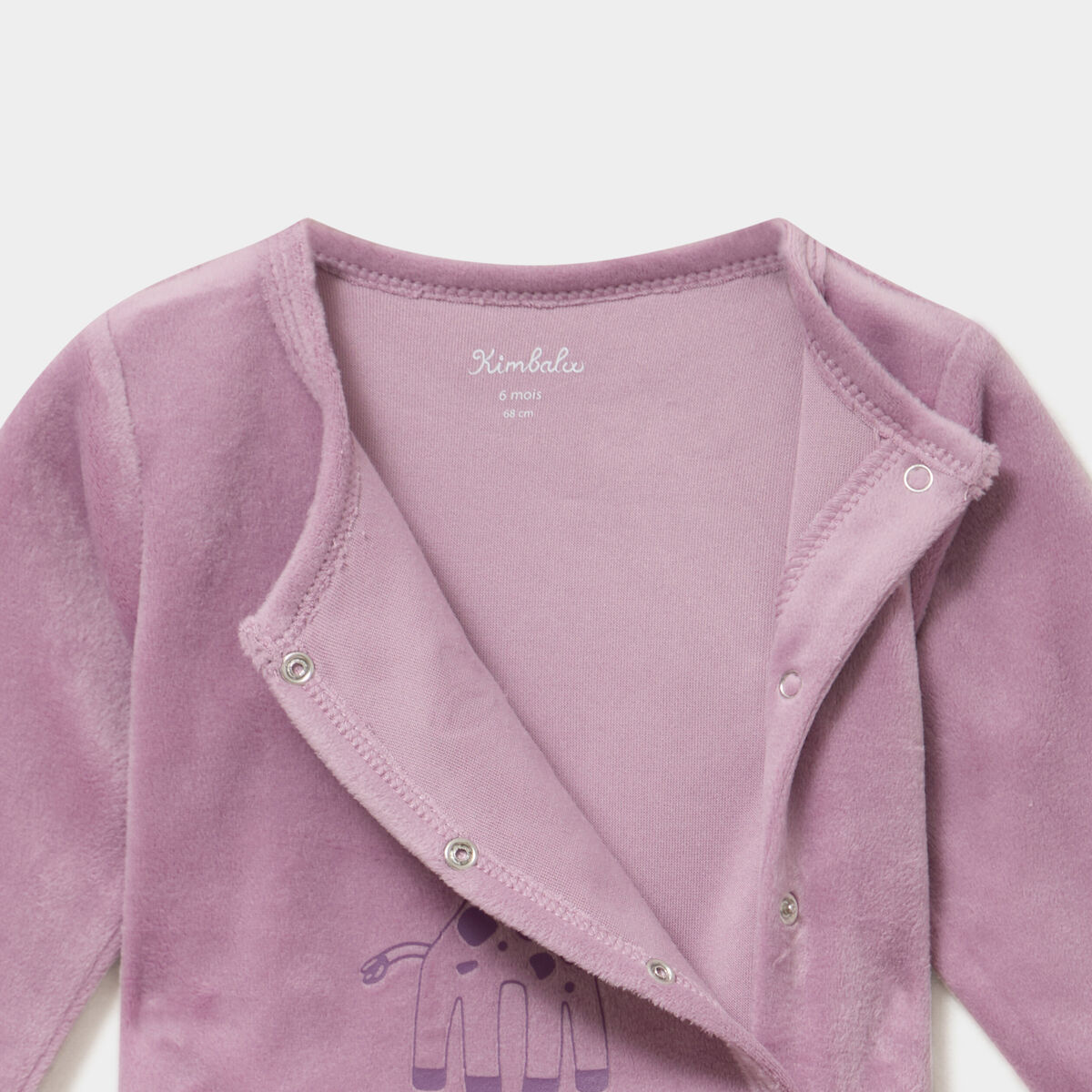 Dors-bien effet velours manches longues violet clair b&eacute;b&eacute;