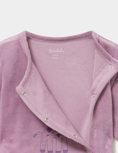 Dors-bien effet velours manches longues violet clair b&eacute;b&eacute;