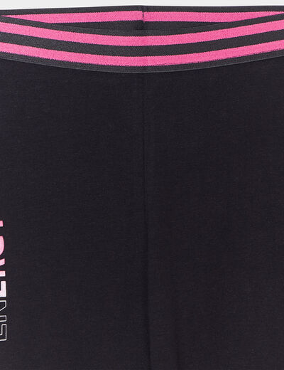Legging 3/4 coton à bandes contrastantes noir fille