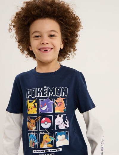 T-shirt manches longues coton Pokémon bleu marine garçon