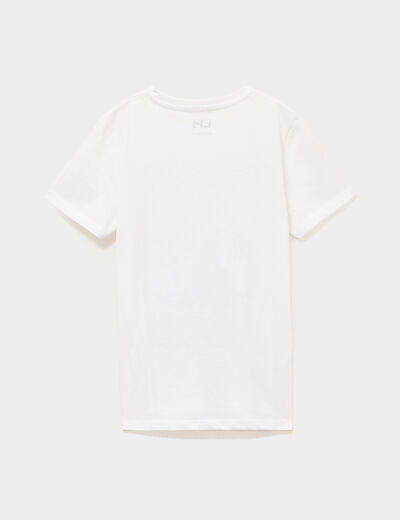 T-shirt col rond manches courtes coton blanc gar&ccedil;on