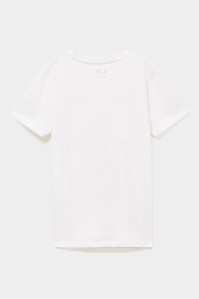 T-shirt col rond manches courtes coton blanc gar&ccedil;on