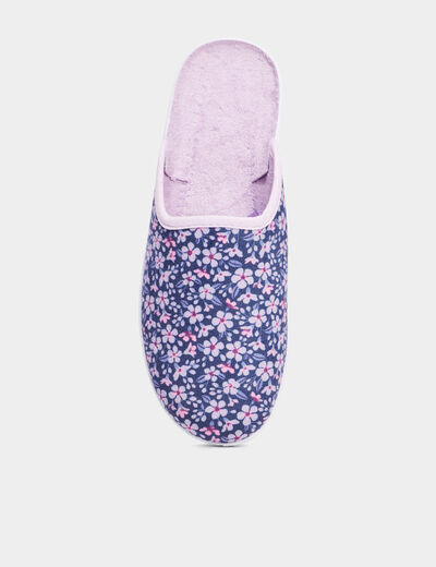 Chaussons mules compensés mauve femme