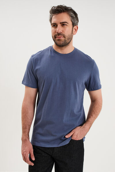 T-shirt droit en coton manches courtes bleu lavande homme