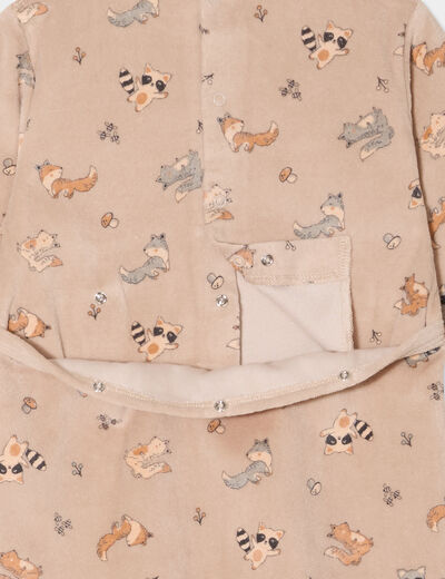 Dors-bien effet velours manches longues taupe b&eacute;b&eacute;