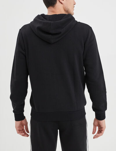 Sweat zippé molleton à capuche noir homme