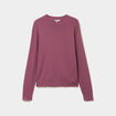 Pull en maille textur&eacute;e col rond mauve homme