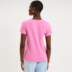 T-shirt manches courtes col rond coton rose femme