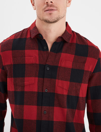Chemise droite 2 poches manches longues rouge clair homme