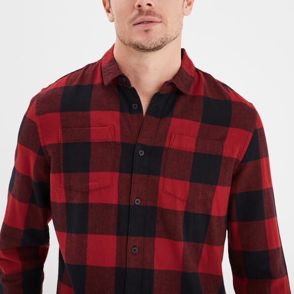 Chemise droite 2 poches manches longues rouge clair homme