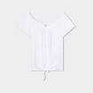 Blouse manches courtes avec noeud blanc femme