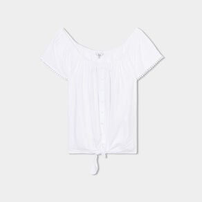 blouse manches courtes avec noeud blanc femme Blouse manches courtes avec noeud blanc femme