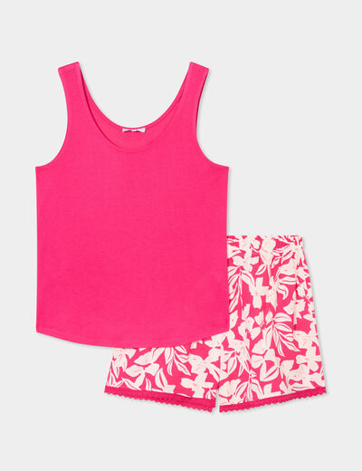 Ensemble pyjama short et débardeur rose femme