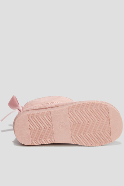 Bottines fourrées avec noeud rose fille