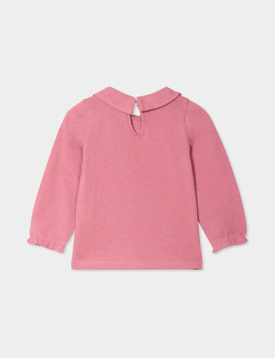 T-shirt col claudine manches longues vieux rose bébé fille