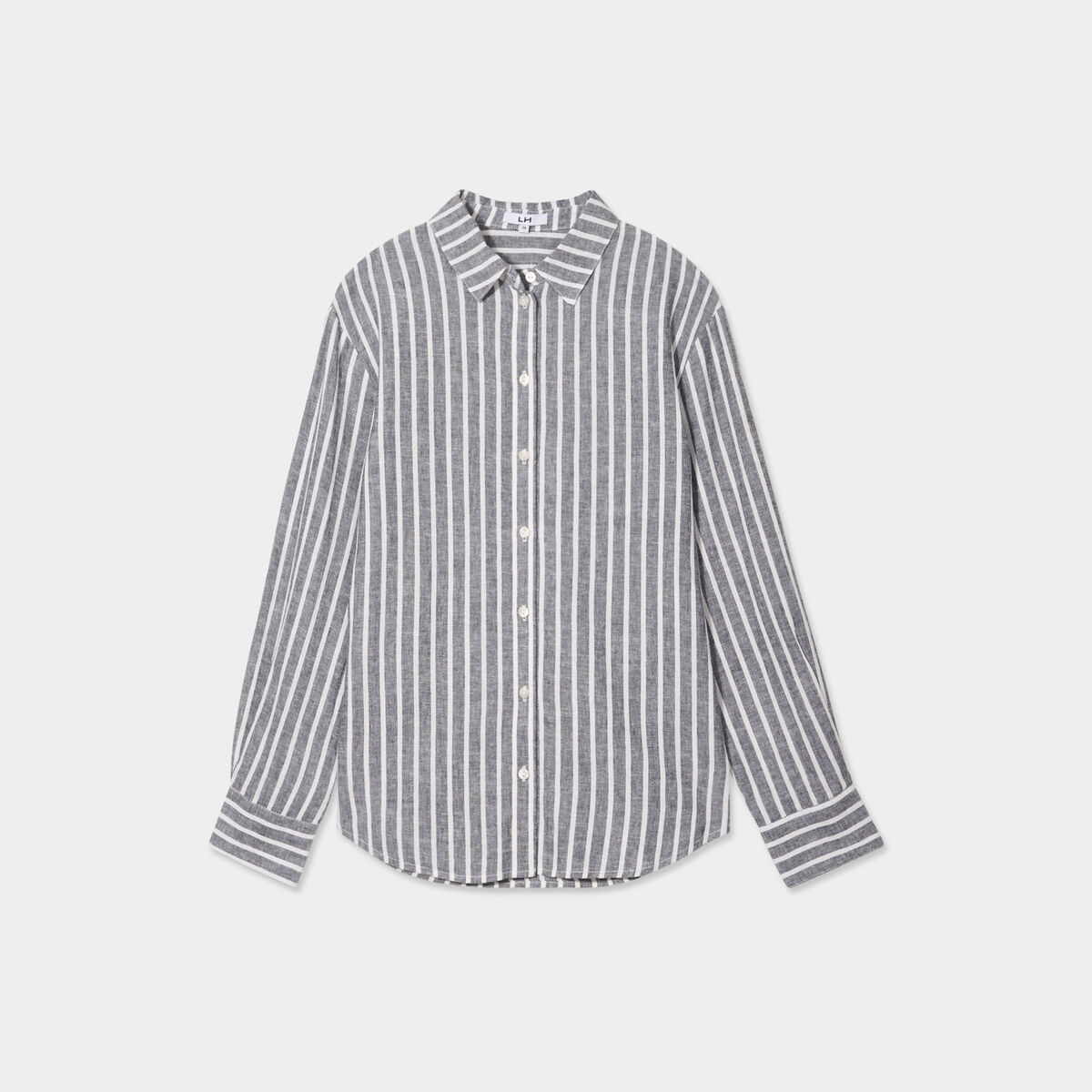 Chemise oversize lin mélangé bleu marine femme