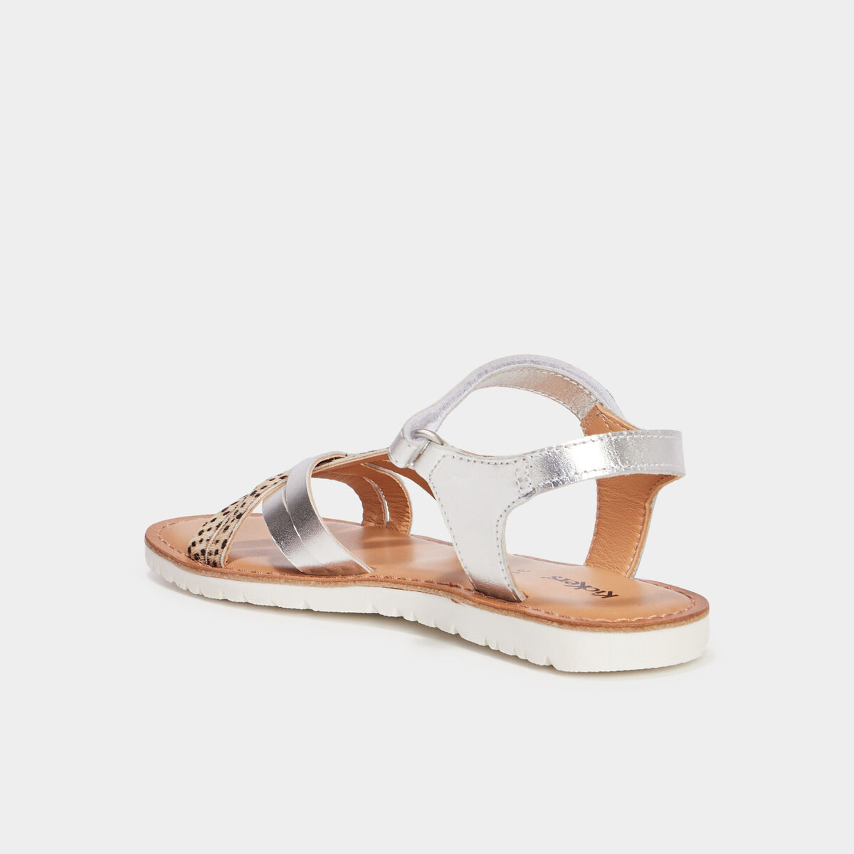 Sandales en cuir Kickers Betternew gris argent fille