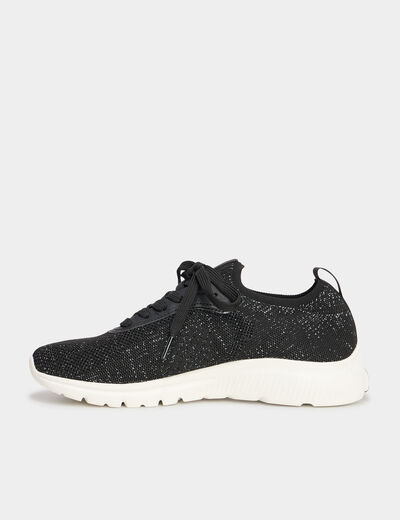 Baskets running à lacets noir femme