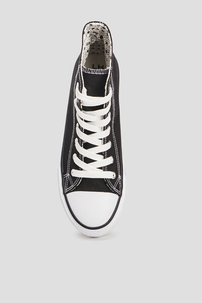 Baskets en toile montantes à lacets noir femme