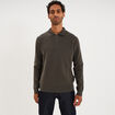 Pull col polo zipp&eacute; manches longues vert homme