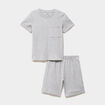 Ensemble pyjama short et t-shirt textur&eacute; gris clair gar&ccedil;on