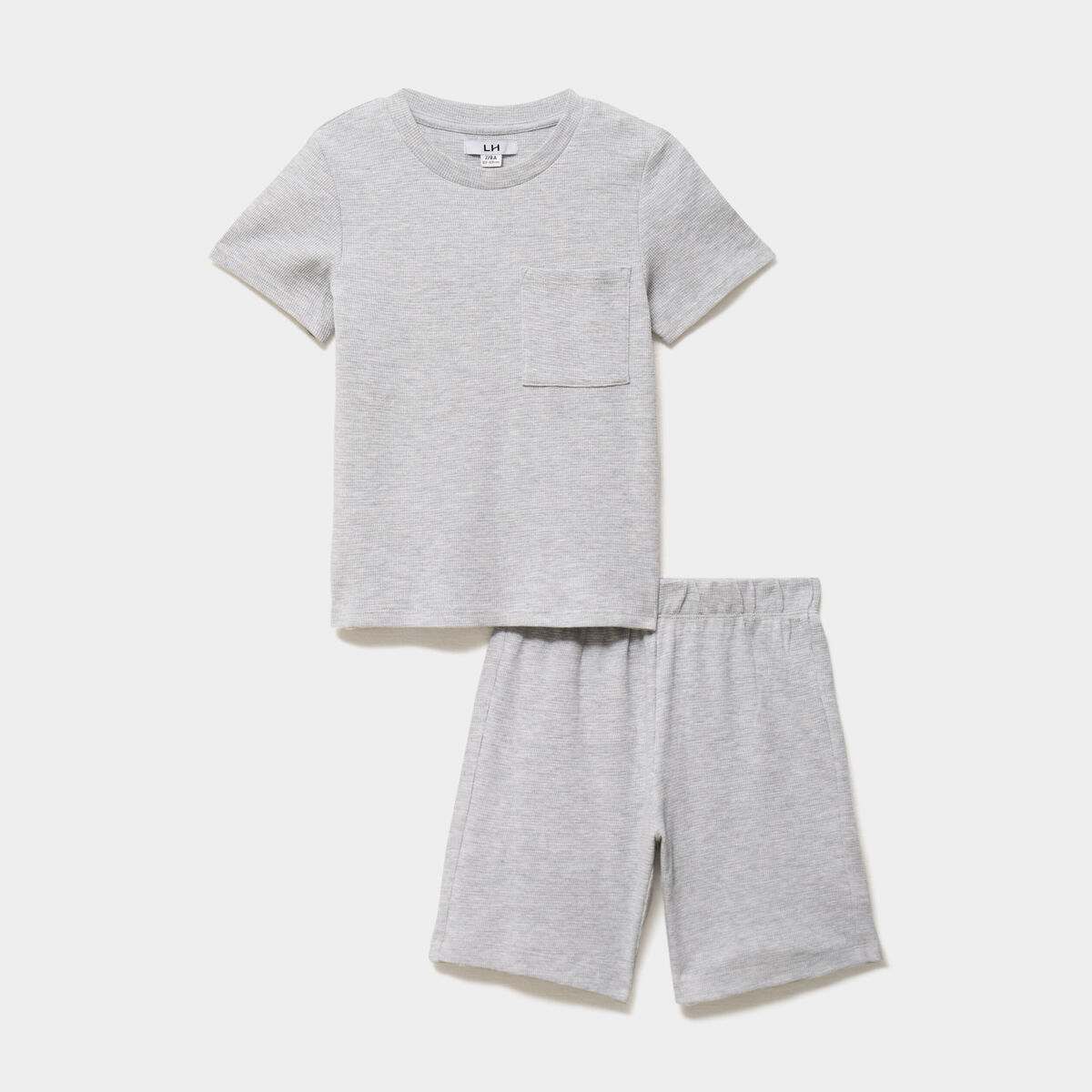 Ensemble pyjama short et t-shirt textur&eacute; gris clair gar&ccedil;on