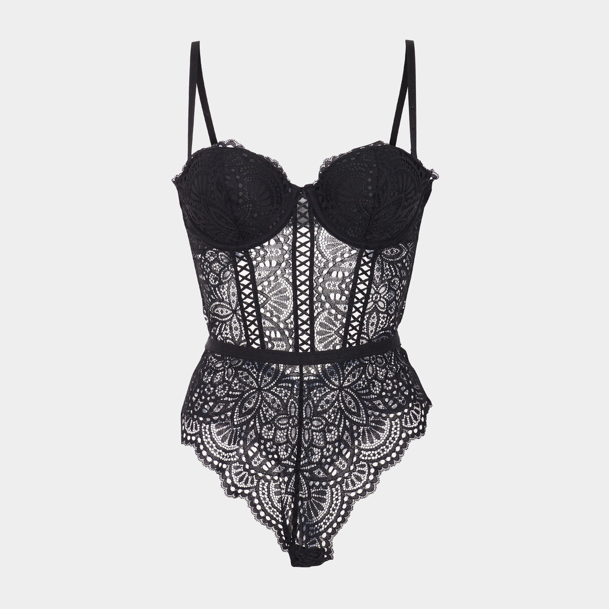 Body bandeau padded en dentelle noir femme