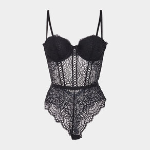 Body bandeau padded en dentelle noir femme