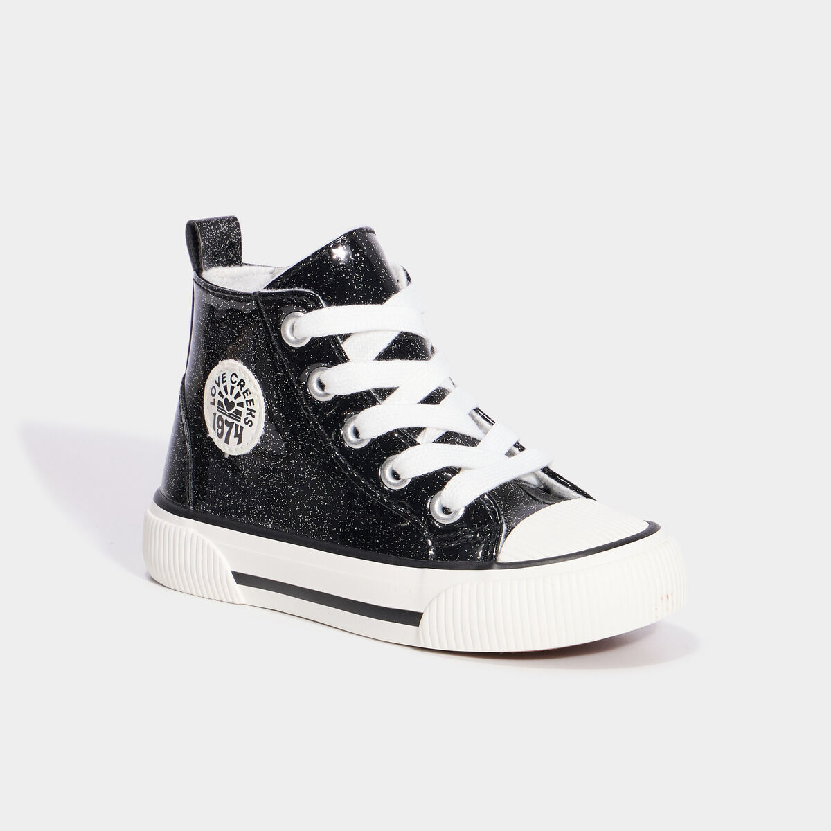 Baskets zipp&eacute;es montantes bout renforc&eacute; noir fille