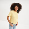 T-shirt col rond manches courtes coton jaune pastel femme