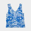 Blouse col en V bretelles larges bleu electrique femme
