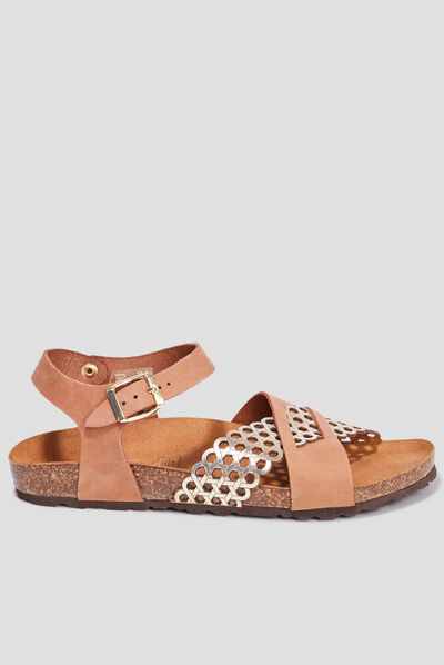 Sandales brides croisées en cuir Creeks marron femme