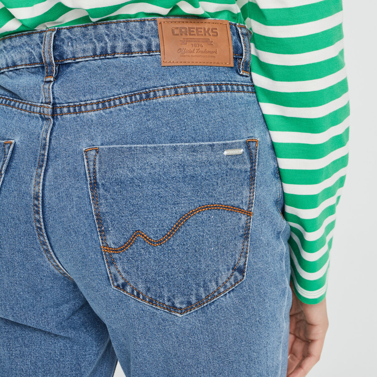 Jeans straight taille haute denim double stone femme