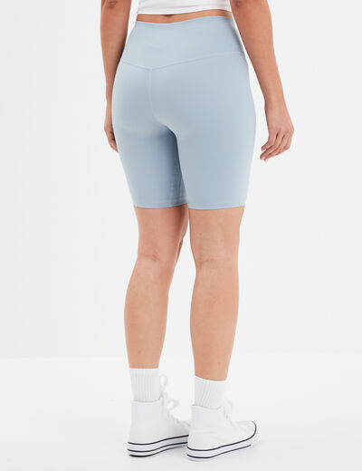 Legging court cycliste stretch taille V bleu gris femme