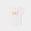 T-shirt col rond manches courtes coton ivoire fille