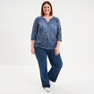 T-shirt col tunisien manches 3/4 bleu gris femme grande taille