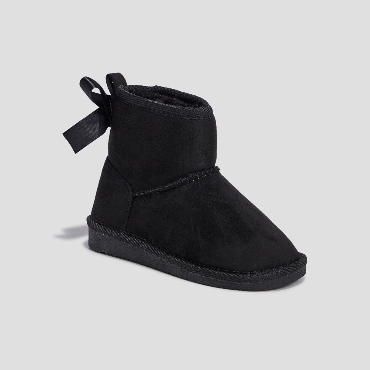 Bottines fourrées avec noeud noir fille