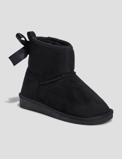 Bottines fourrées avec noeud noir fille