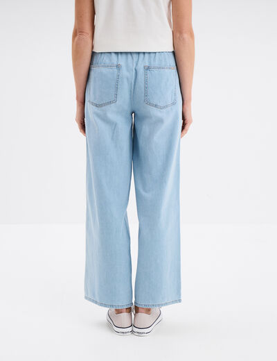 Jeans wide leg taille élastiquée Creeks denim triple stone femme