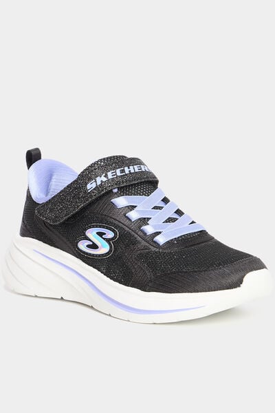 Baskets running &agrave; scratchs Skechers Wave noir fille