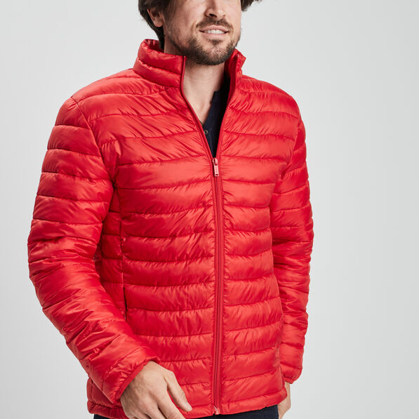 Doudoune droite légère col montant rouge homme